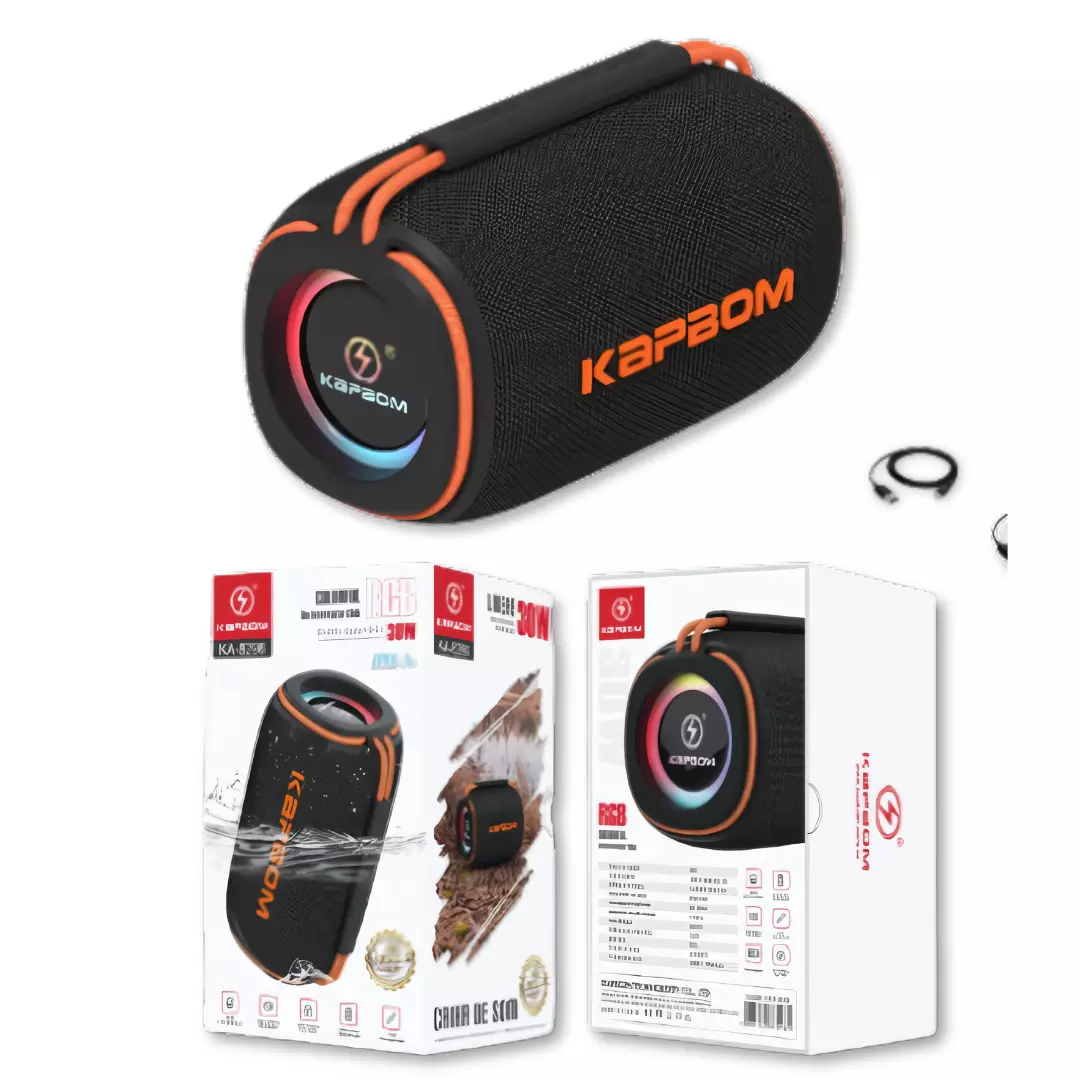 Caixa de Som Bluetooth LED Kapbom KA-8296 30W IPX6 TWS 4