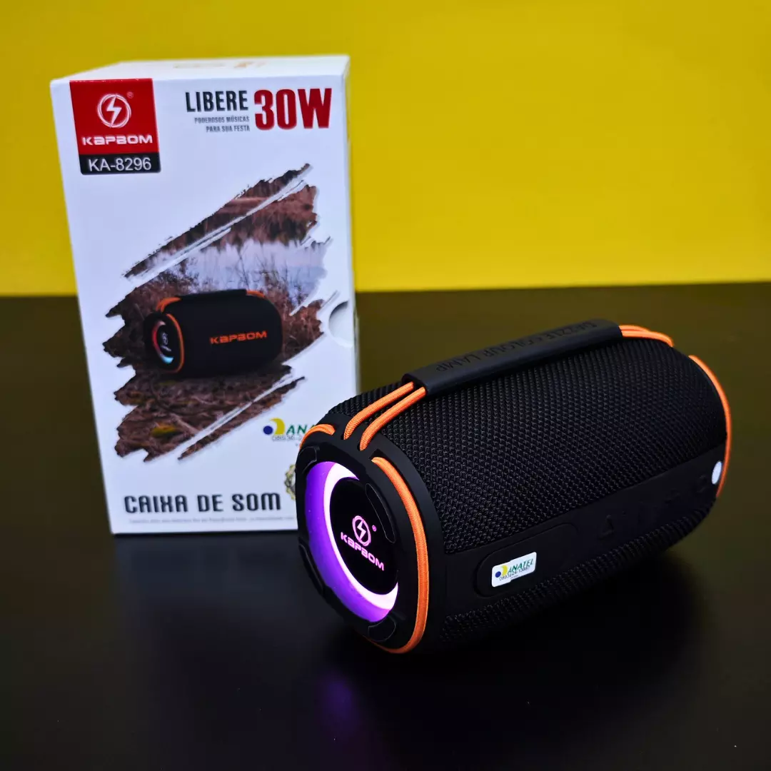 Caixa de Som Bluetooth LED Kapbom KA-8296 30W IPX6 TWS 2