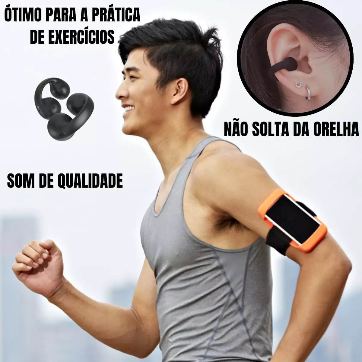 Fone de Ouvido Clip Brinco Bluetooth 5.3 Esportivo 5
