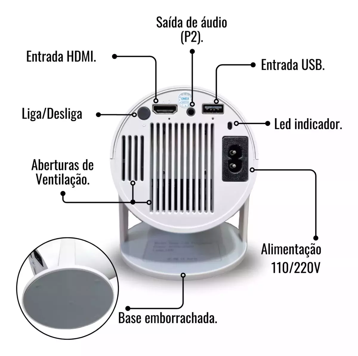 Projetor HY300 Android Wi-Fi Bluetooth HD Portátil 4