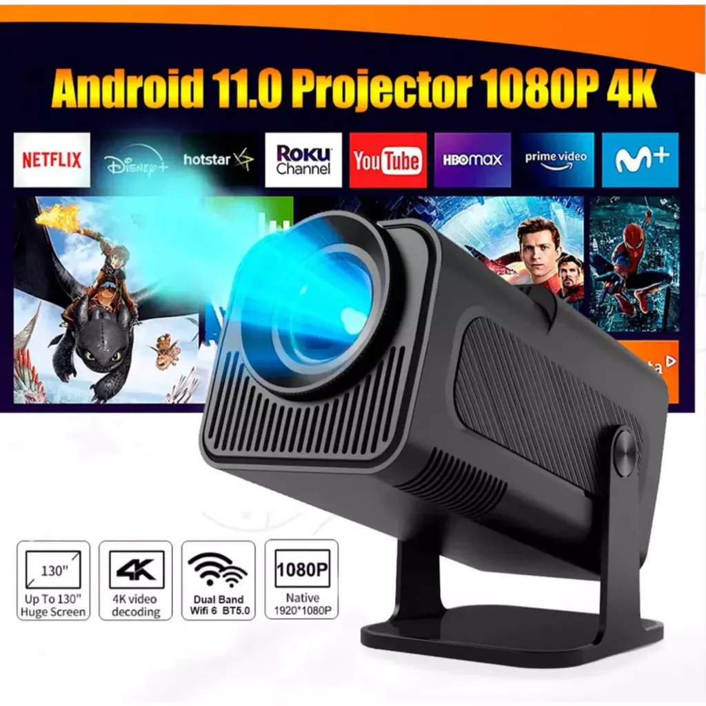 Projetor HY-320 4K Android 11 Full HD Wi-Fi 6 Bluetooth 5.0 2