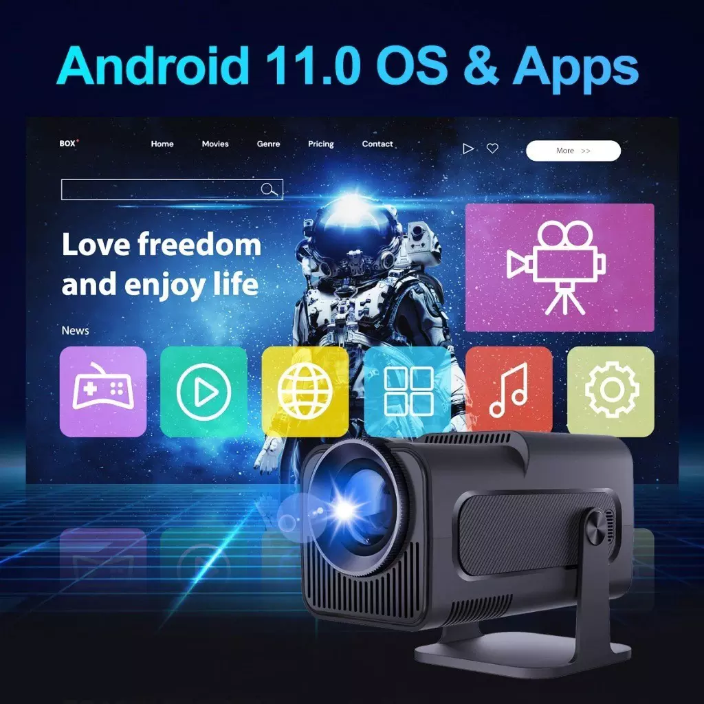 Projetor HY-320 4K Android 11 Full HD Wi-Fi 6 Bluetooth 5.0 3