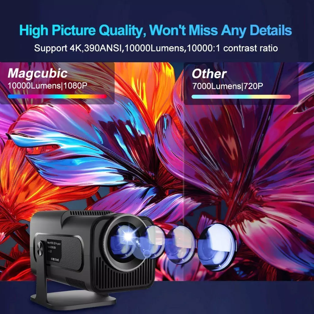 Projetor HY-320 4K Android 11 Full HD Wi-Fi 6 Bluetooth 5.0 4
