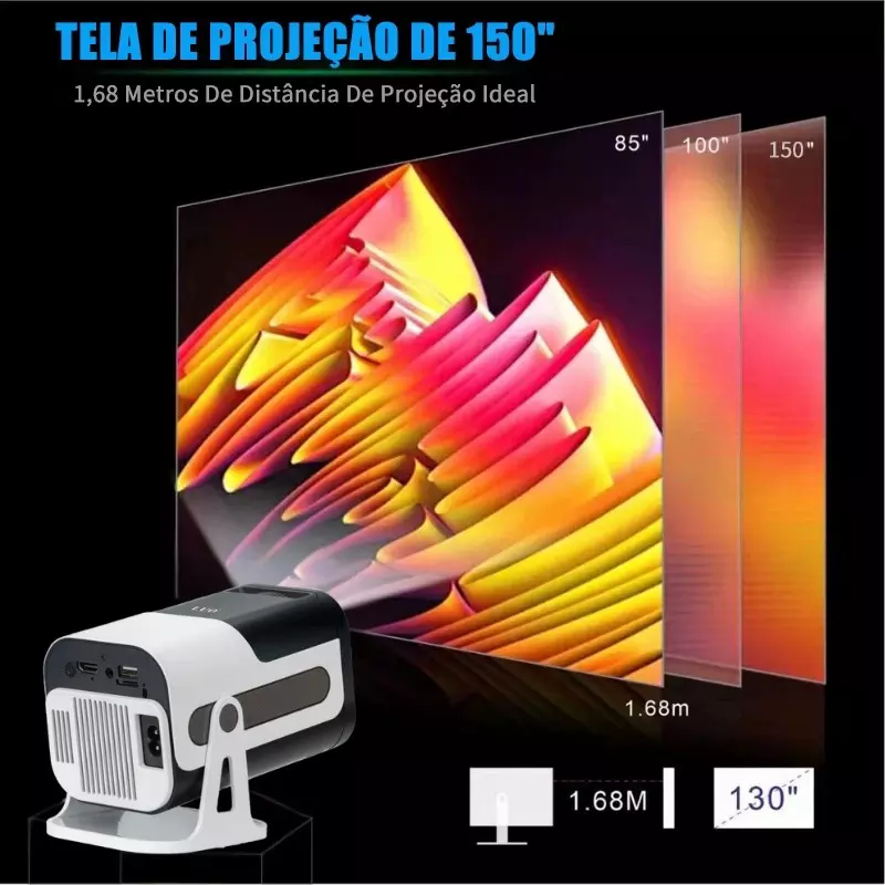 Projetor JY320 4K Android 13 Wi-Fi Dual Band Bluetooth 5.0 4